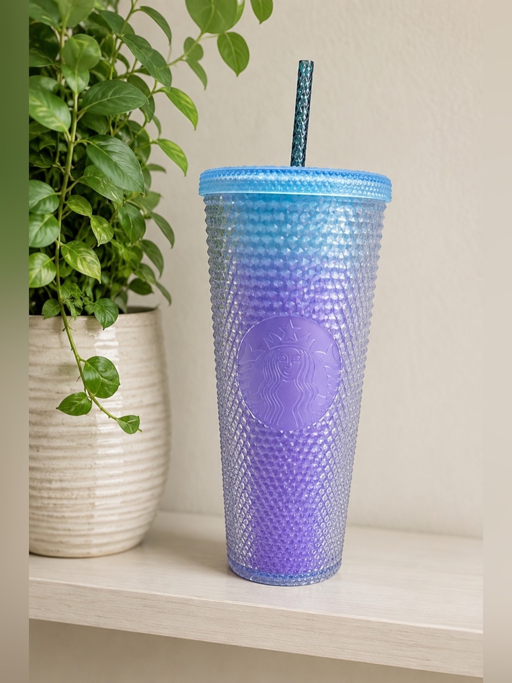 Starbucks 2024 Studded Ombre Purple Blue Venti‎ 24oz Cold Cup Tumbler NWOT